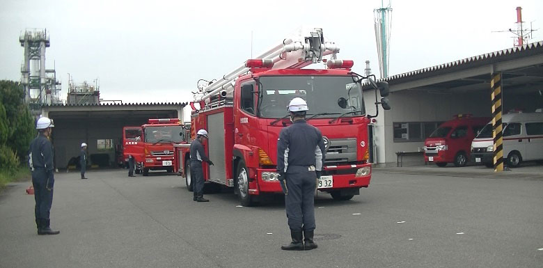 <霞消防センターでの訓練風景>